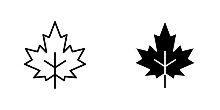 Maple leaf icon flat outline in black