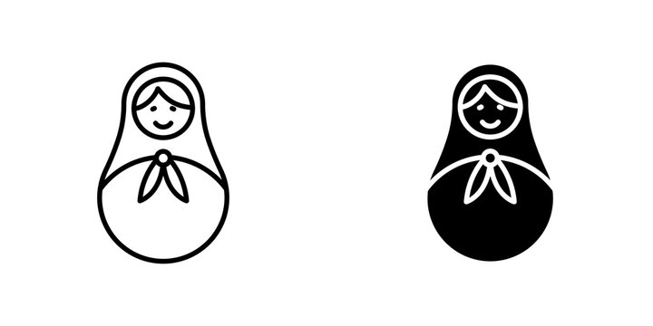 Nesting dolls icon flat outline in black