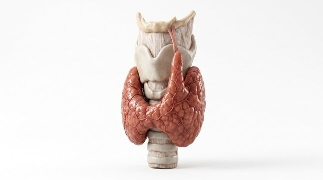 Isolated view of human larynx with thyroid gland anatomical model human anatomy endocrine system medical model anatomical stru