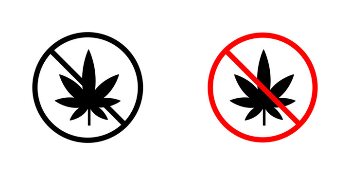 No Marijuana sign flat outline in black