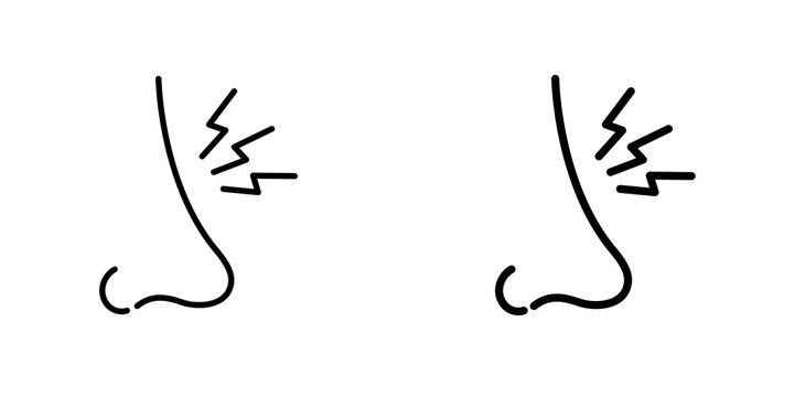 Nose pain icon flat outline in black