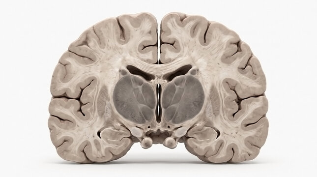Cross section of human brain showing internal anatomy and structures with internal structure medical model cerebral cortex