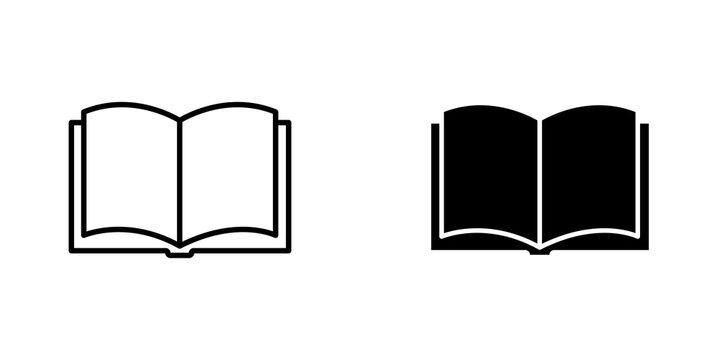 open book icon flat outline in black