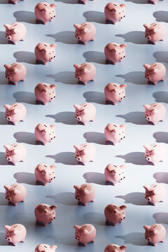 Repeating Pink Piggy Banks Financial Pattern