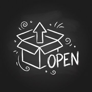 Open Box Chalk Drawing With Arrow