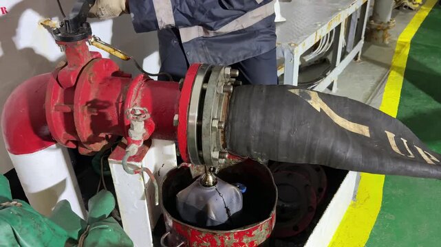 closing walve of ship bunkering line.
