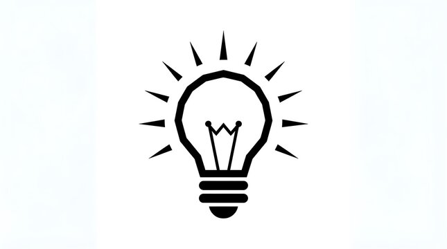 Creative Idea Light Bulb Icon with Rays, Innovation and Inspiration Concept

