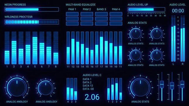 Vintage and modern audio equipment interface elements