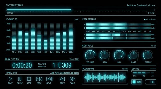 Vintage and modern audio equipment interface elements