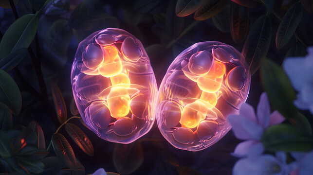 3D meiosis illustration showing chromosome division, cell biology, genetics, and reproduction