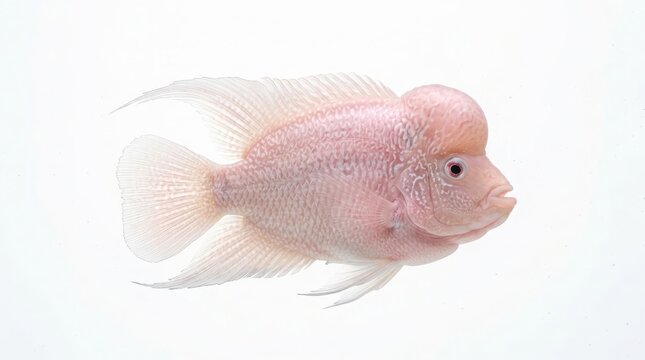 Vibrant Pink Flowerhorn Cichlid Isolated on White Background