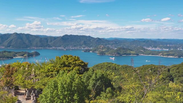 Seto Inland Sea and Shimanami Kaido View from Mount Time lapse