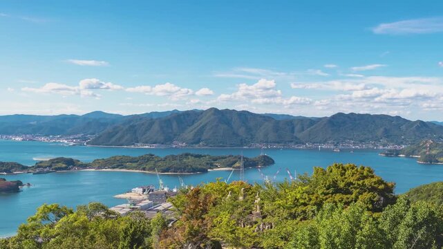 Panoramic Islands and Bridge View from Mount Shirataki Time lapse