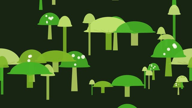 Fondo en movimiento de hongos del bosque multicolor animado en bucle