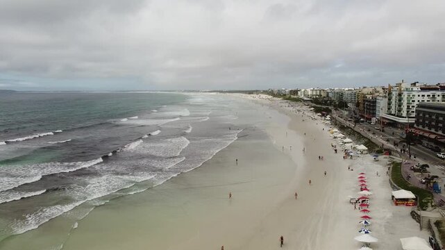 Drone footage aerial view Praia do Forte, Cabo Frio, Rio de Janeiro state, Brazil