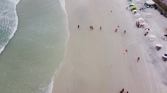 Drone footage aerial view Praia do Forte, Cabo Frio, Rio de Janeiro state, Brazil