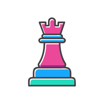 Corporate business leadership tactics and strategic chess queen icon