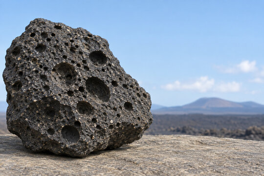 Basalt Vesicles in Dark Volcanic Rock