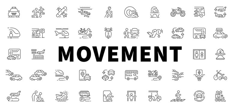 Comprehensive collection of editable stroke icons representing various modes of human movement