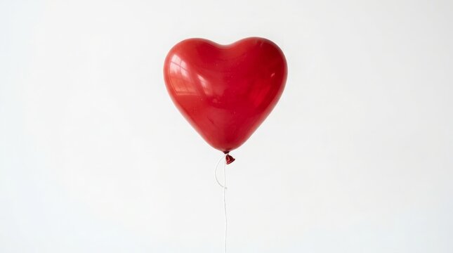 Vibrant Red Heart-Shaped Balloon Isolated on White Background for Valentine's Day and Romantic Celebrations