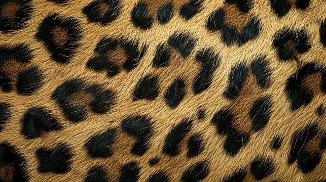 High-resolution close-up of jaguar skin pattern with natural black and brown rosettes on a golden fur background, perfect for wildlife-themed textures, fashion backdrops, and exotic animal designs.