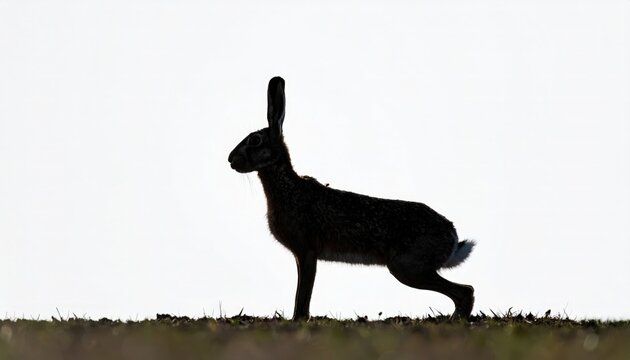Hare Silhouette Studio Portrait on Neutral Background for Design