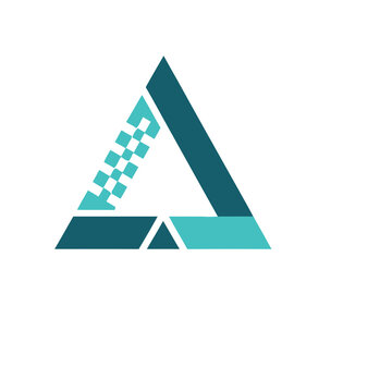 Abstract triangle logo with pixelated pattern