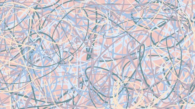 Seamlessly looped abstract background with dynamic chaotic scribbles, tangled colorful lines, and hand drawn doodle motion. For creative video editing, web design, and modern presentation backdrop.