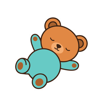 Cute sleeping teddy bear illustration