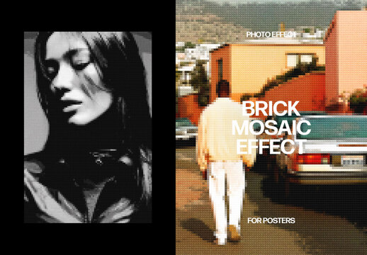Vertical Brick Mosaic Effect For Poster And Print Design