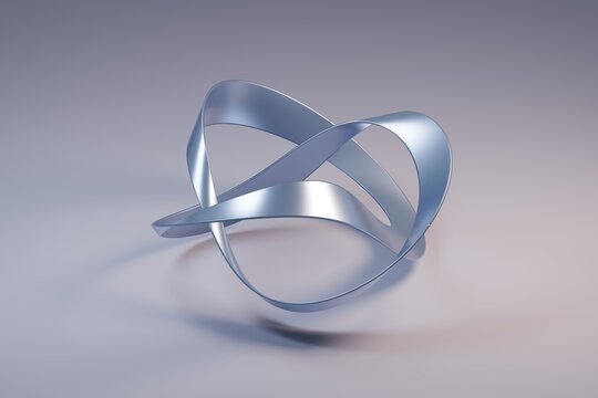 Abstract silver mobius strip object on a smooth background