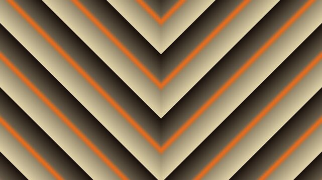 Abstract Geometric V-Shaped Patterns With Glowing Orange Lines in 3d Motion Background