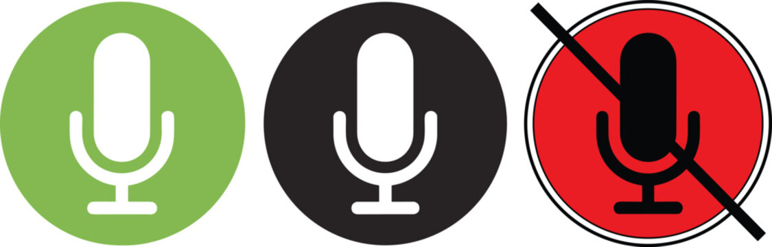 Microphone Icons On Green Black and Red Backgrounds