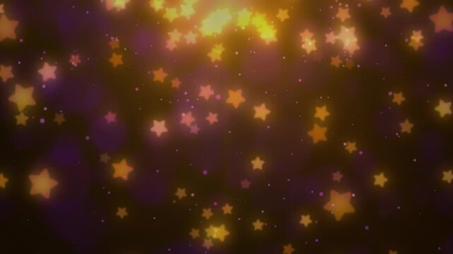 幻想的な光の中をゆっくり舞い落ちる黄色の星とパーティクルのループ背景動画 / Yellow Stars and Particles Slowly Falling Through a Dreamy Light &ndash; Looping Background Video