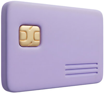 편리한 결제와 소비 생활을 위한 마그네틱 칩이 박힌 보라색 신용카드 기호,
Purple credit card symbol embedded with a microchip for convenient payment and consumption.