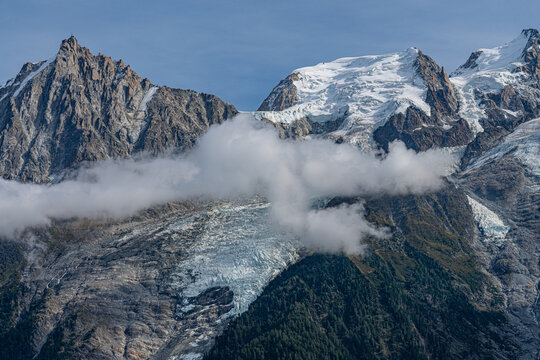 Le Glacier des Bossons, Massif du Mont-Blanc, depuis le Massif des Aiguilles Rouges, Haute-Savoie, France