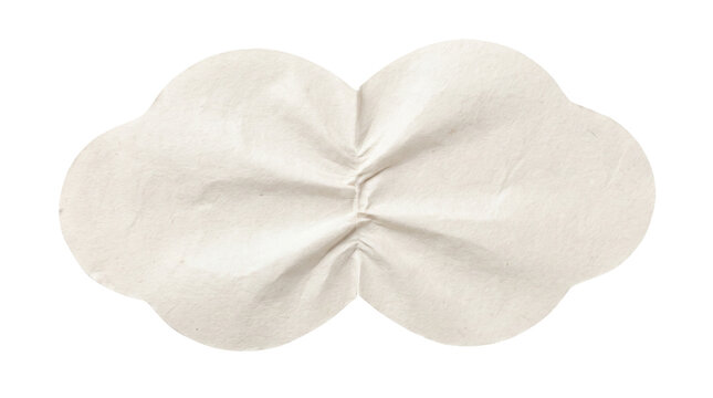 A textured beige fabric cloud shape isolated on transparent background