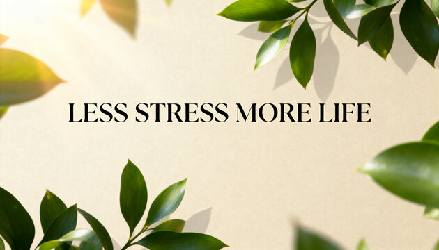 Less Stress More Life Wellness Typography Poster