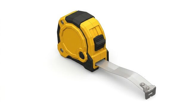 Yellow retractable measuring tape isolated on a white background