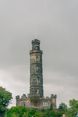 Obraz premium Nelson Monument on Calton Hill in Edinburgh, Scotland, UK - 4 September 2026.