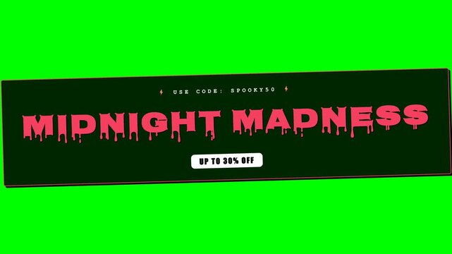 Midnight Madness Up To 30% Off Halloween Green Screen 4K Title