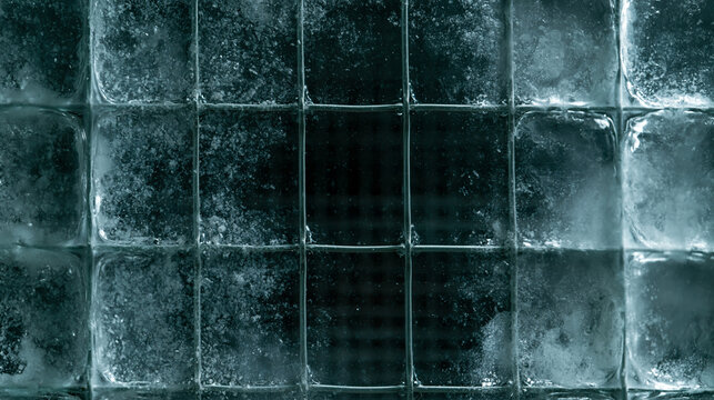 Close-Up of Ice Cubes Texture with Grid Pattern
