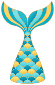 decorative mermaid tail illustration for a whimsical birthday party cake topper decoration vector 