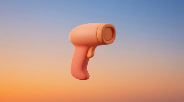 3D render of an infrared thermometer gun icon isolated on a soft gradient background