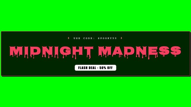 Midnight Madness Flash Deal 50% Off Halloween Green Screen 4K Title
