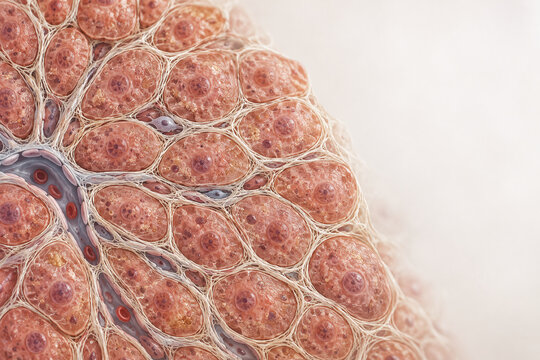 Collagen Fiber Lattice Surrounding Liver Cells Anatomical Cross Section