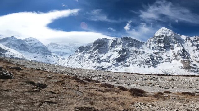 Majestic Kanchenjunga, Third-Highest Mountain in the World, From Base Camp in Nepal.
