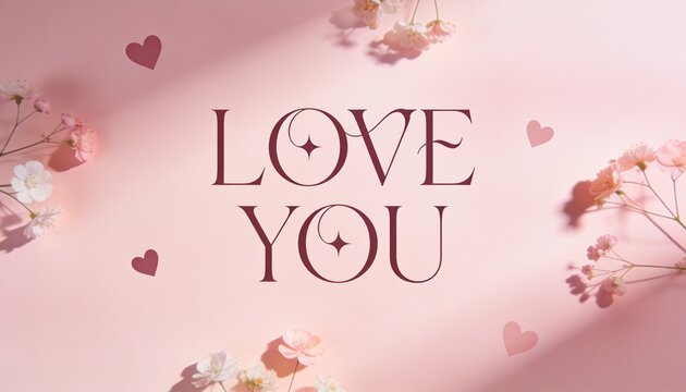 Love You Romantic Minimal Greeting Card with Floral Design
