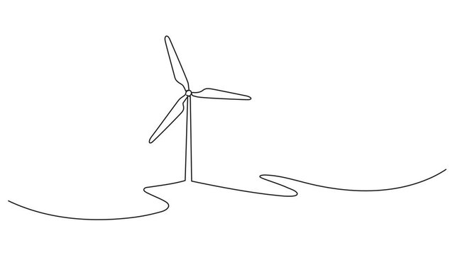 Self drawing line animation wind turbine alternative energy continuous line drawn concept, Animation in continuous line style, Self drawing animation of continuous line wind turbine alternative energy