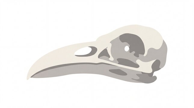Bird skull vector illustration in profile view